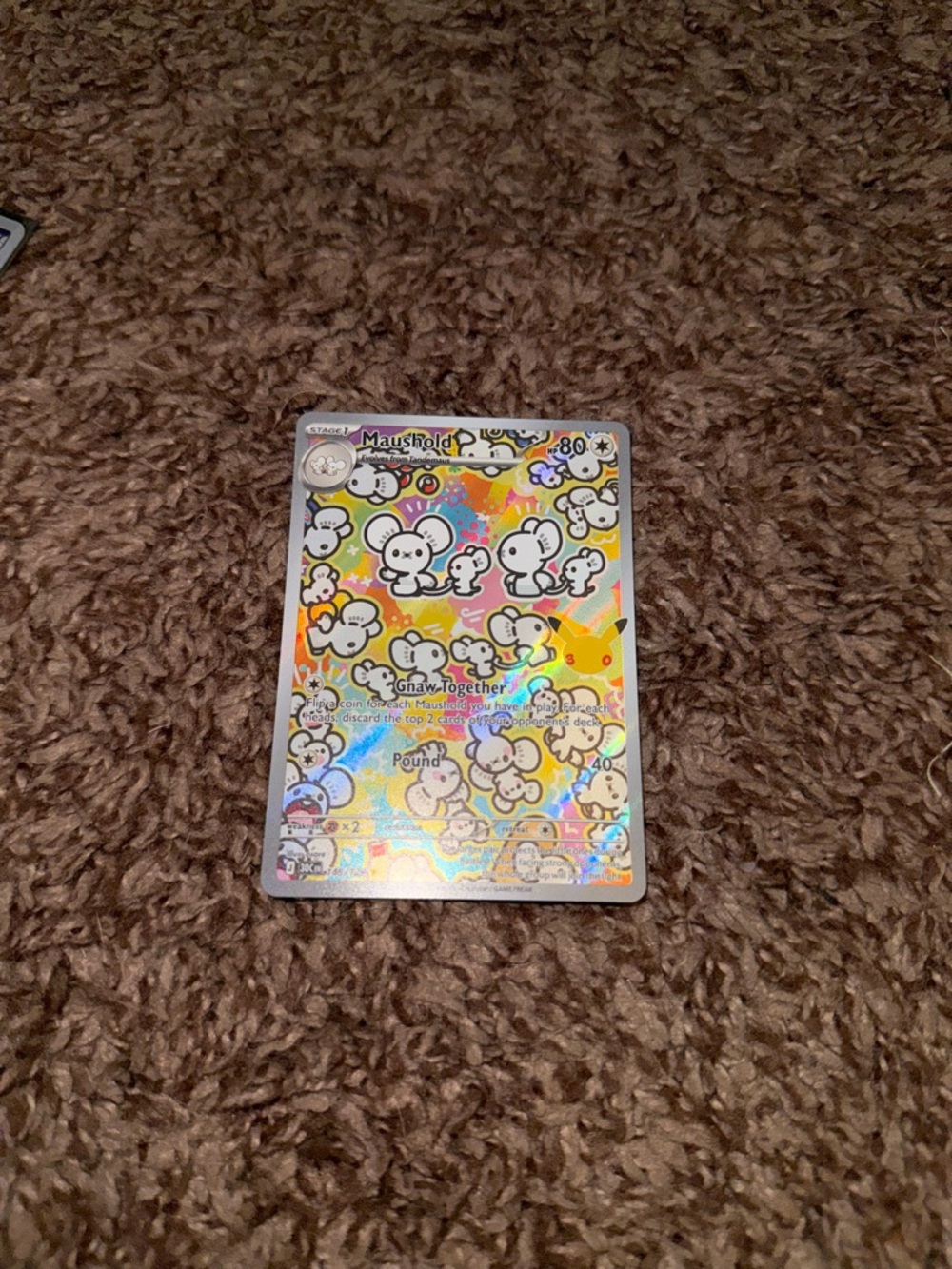 Pokemon Mauskold Rainbow Holo Card with White Character Art